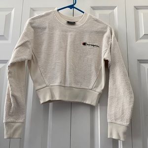 Champion, white crew neck, textured, soft